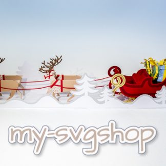 Large Christmas Sleigh With Reindeers And Pathway - SVG / DXF / PDF